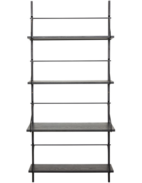Grande Étagère murale moderne 4 niveaux en Bois de frêne Métal Noir Norm - 4