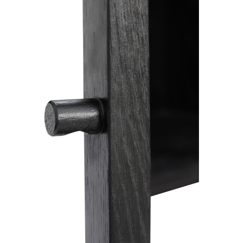 Console Vitrine moderne Rectangulaire 2 portes en Bois MDF Noir Placage chêne Verre Transparent Museum - 4