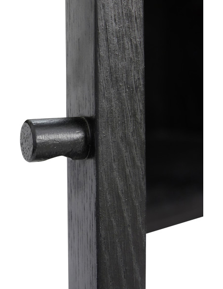 Console Vitrine moderne Rectangulaire 2 portes en Bois MDF Noir Placage chêne Verre Transparent Museum - 4