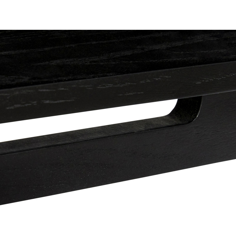 Console Vitrine moderne Rectangulaire 2 portes en Bois MDF Noir Placage chêne Verre Transparent Museum - 5