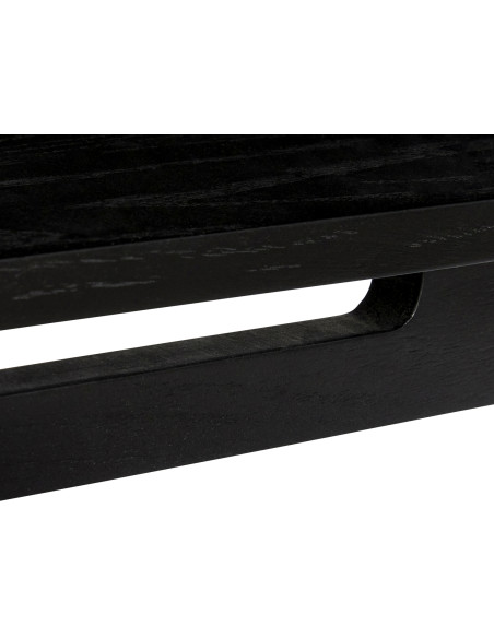 Console Vitrine moderne Rectangulaire 2 portes en Bois MDF Noir Placage chêne Verre Transparent Museum - 5