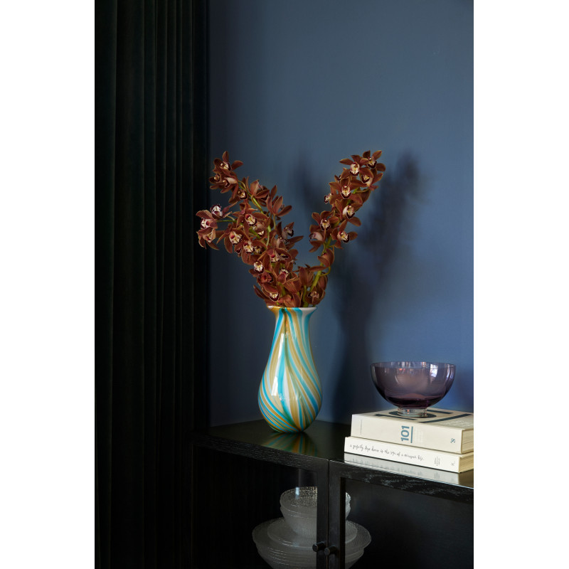 Console Vitrine moderne Rectangulaire 2 portes en Bois MDF Noir Placage chêne Verre Transparent Museum - 7