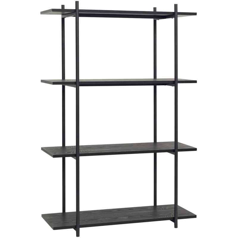 Grande Étagère moderne 4 niveaux en Bois de frêne Métal Noir Norm - 1