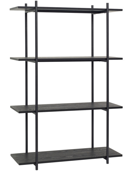 Grande Étagère moderne 4 niveaux en Bois de frêne Métal Noir Norm - 1