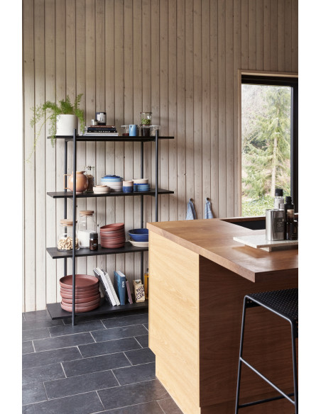 Grande Étagère moderne 4 niveaux en Bois de frêne Métal Noir Norm - 2