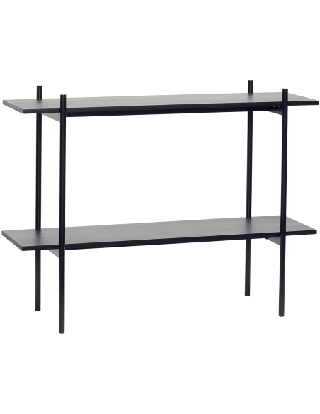 Console moderne Rectangulaire 1 étagère en Bois MDF Effet frêne Métal Noir Norm - 1