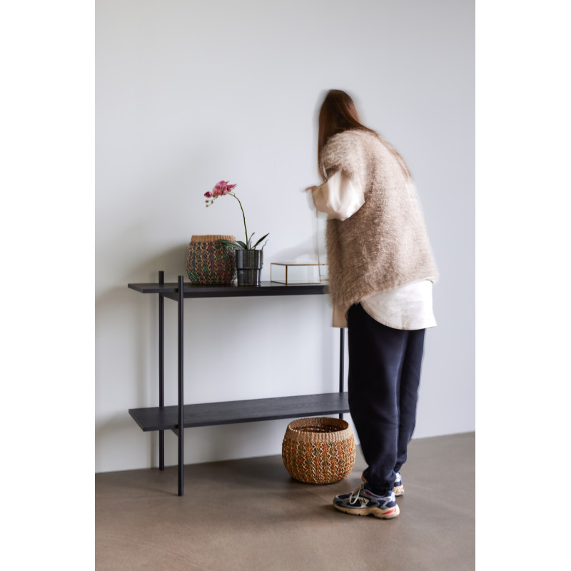 Console moderne Rectangulaire 1 étagère en Bois MDF Effet frêne Métal Noir Norm - 3