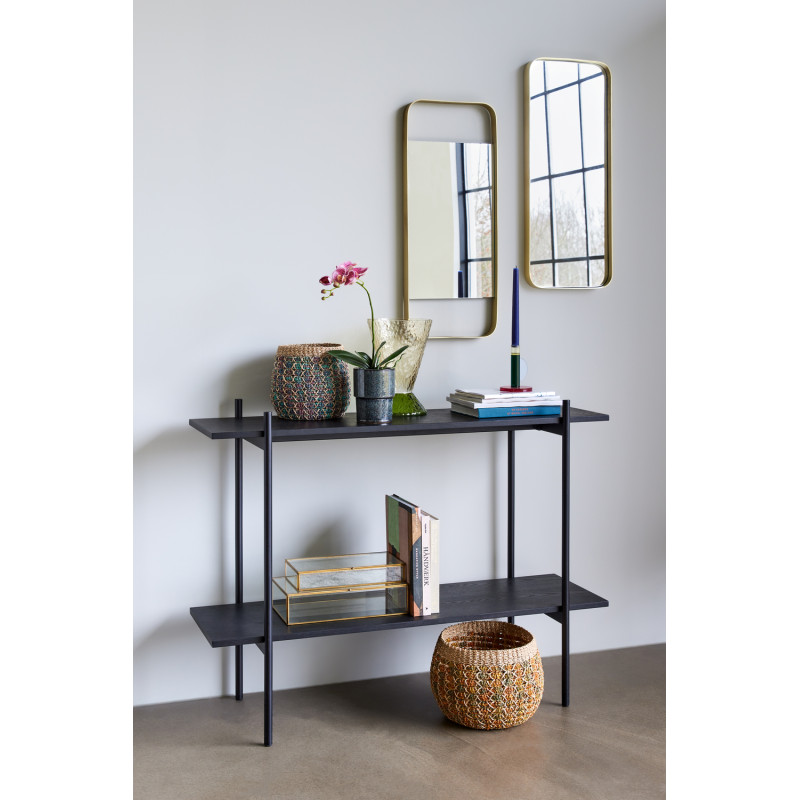 Console moderne Rectangulaire 1 étagère en Bois MDF Effet frêne Métal Noir Norm - 2