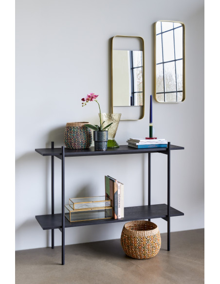 Console moderne Rectangulaire 1 étagère en Bois MDF Effet frêne Métal Noir Norm - 2