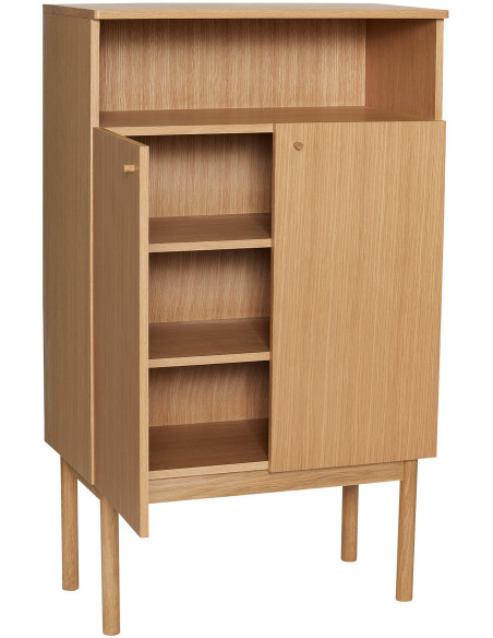 Buffet moderne 2 portes 1 niche en Bois MDF Naturel Placage chêne Ulterior - 5