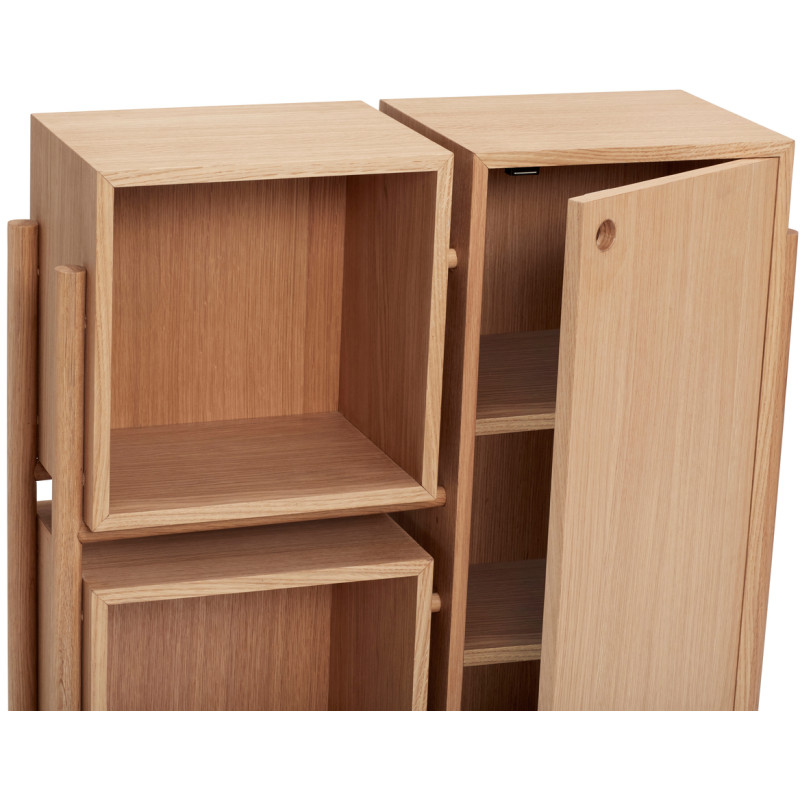 Buffet moderne Bas 1 porte 2 niches en Bois MDF Naturel Effet chêne Cube - 3