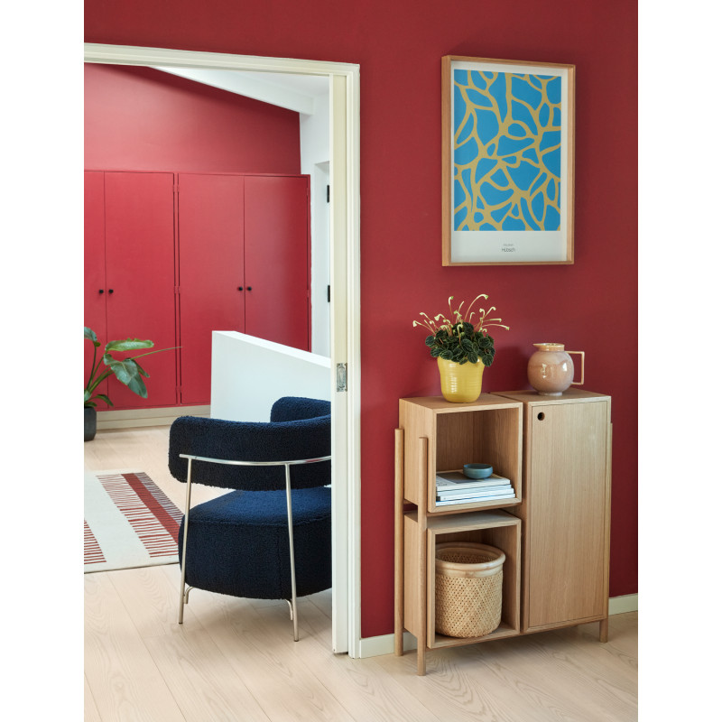 Buffet moderne Bas 1 porte 2 niches en Bois MDF Naturel Effet chêne Cube - 4