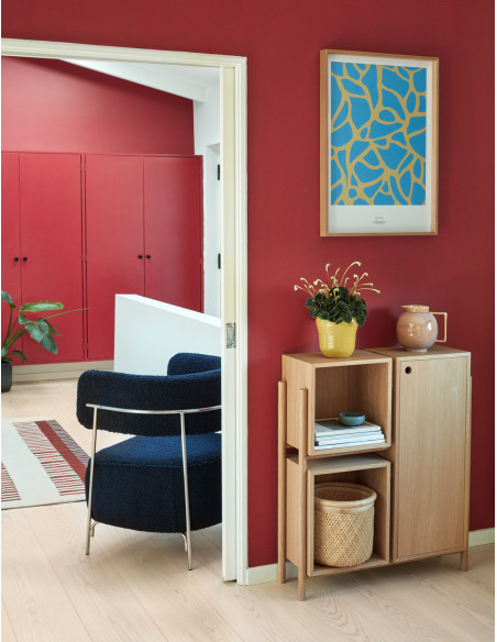 Buffet moderne Bas 1 porte 2 niches en Bois MDF Naturel Effet chêne Cube - 4