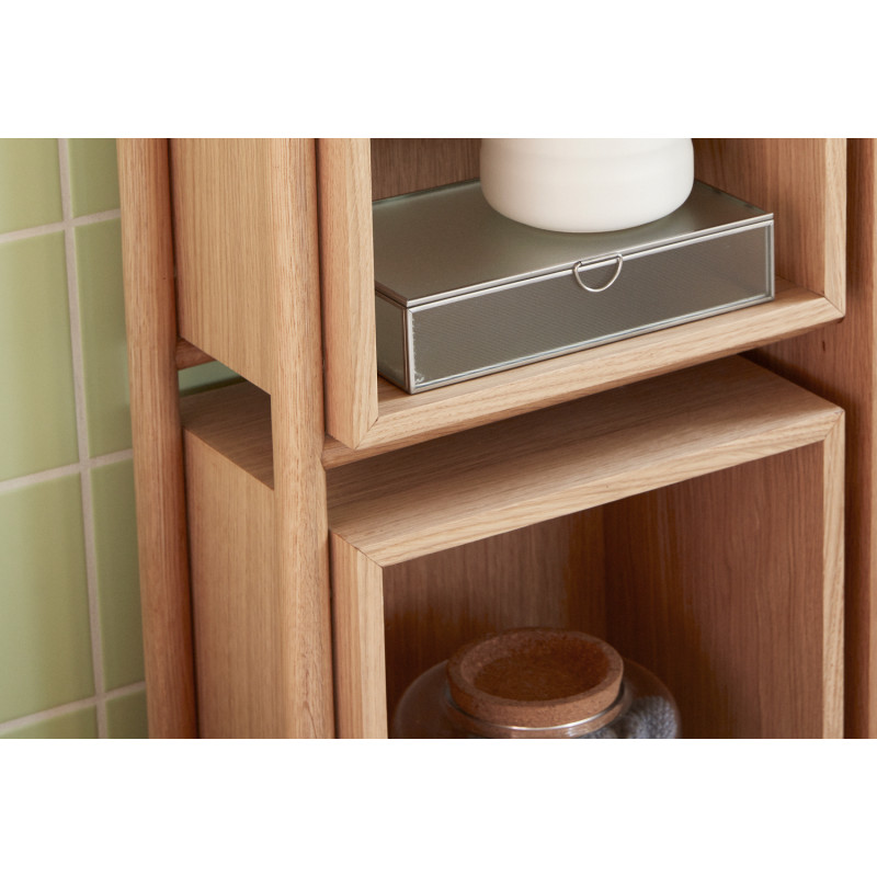 Buffet moderne Bas 1 porte 2 niches en Bois MDF Naturel Effet chêne Cube - 5