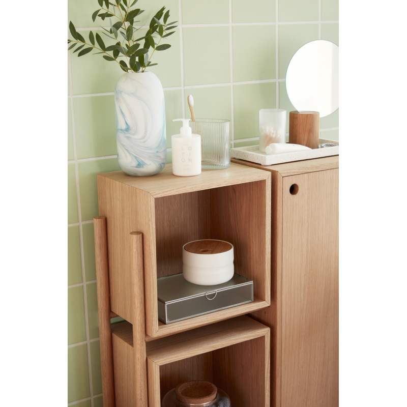 Buffet moderne Bas 1 porte 2 niches en Bois MDF Naturel Effet chêne Cube - 6