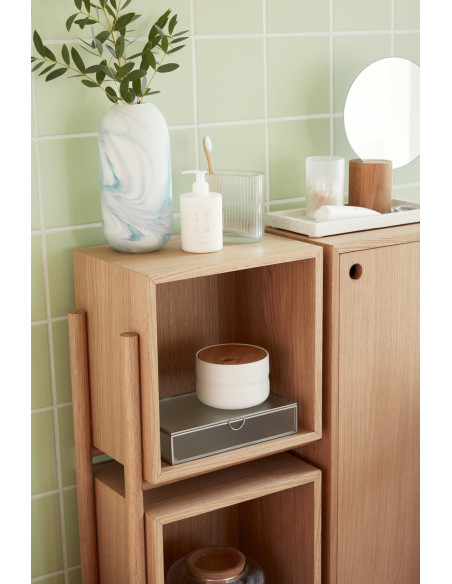 Buffet moderne Bas 1 porte 2 niches en Bois MDF Naturel Effet chêne Cube - 6