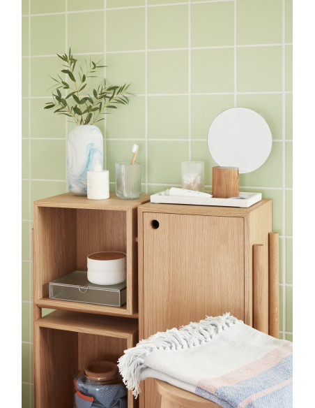 Buffet moderne Bas 1 porte 2 niches en Bois MDF Naturel Effet chêne Cube - 7