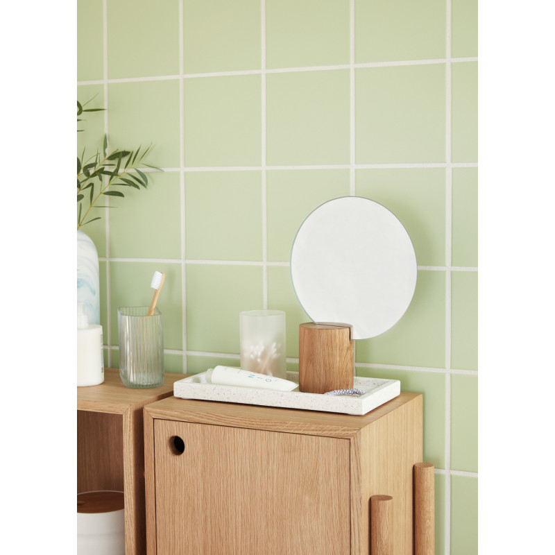 Buffet moderne Bas 1 porte 2 niches en Bois MDF Naturel Effet chêne Cube - 8