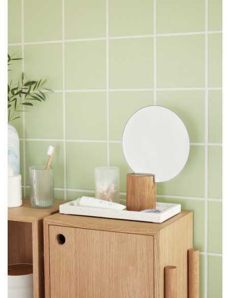 Buffet moderne Bas 1 porte 2 niches en Bois MDF Naturel Effet chêne Cube - 8