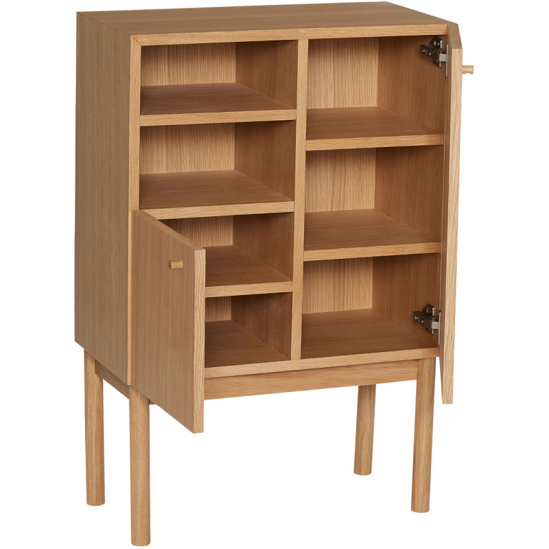 Petit Buffet moderne Bas 2 portes 2 étagères en Bois MDF Naturel Placage chêne Nobby Hübsch - 5