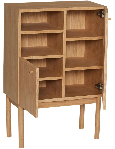 Petit Buffet moderne Bas 2 portes 2 étagères en Bois MDF Naturel Placage chêne Nobby Hübsch - 5