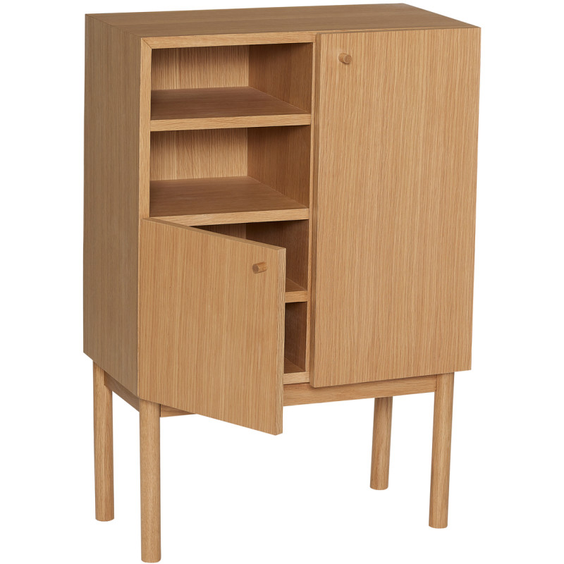 Petit Buffet moderne Bas 2 portes 2 étagères en Bois MDF Naturel Placage chêne Nobby Hübsch - 3