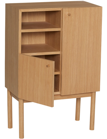 Petit Buffet moderne Bas 2 portes 2 étagères en Bois MDF Naturel Placage chêne Nobby Hübsch - 3
