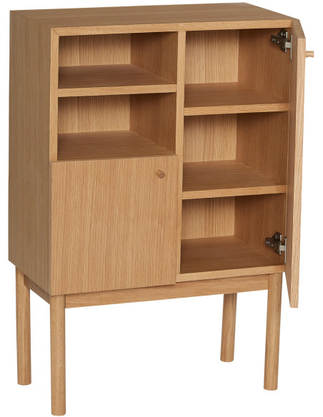 Petit Buffet moderne Bas 2 portes 2 étagères en Bois MDF Naturel Placage chêne Nobby Hübsch - 4