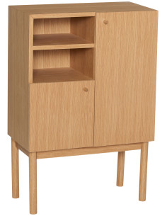 Petit Buffet moderne Bas 2 portes 2 étagères en Bois MDF Naturel Placage chêne Nobby Hübsch - 1