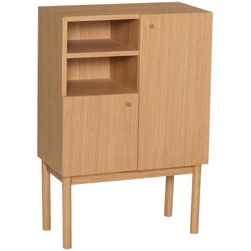 Petit Buffet moderne Bas 2 portes 2 étagères en Bois MDF Naturel Placage chêne Nobby Hübsch - 1