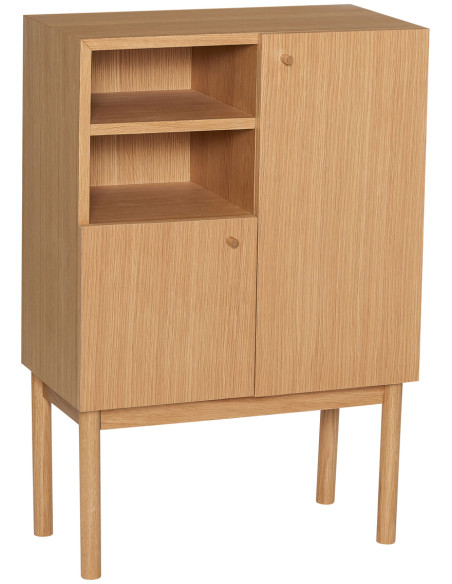 Petit Buffet moderne Bas 2 portes 2 étagères en Bois MDF Naturel Placage chêne Nobby Hübsch - 1