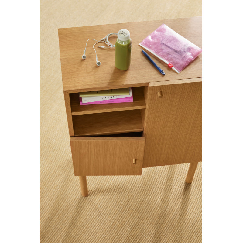 Petit Buffet moderne Bas 2 portes 2 étagères en Bois MDF Naturel Placage chêne Nobby Hübsch - 6