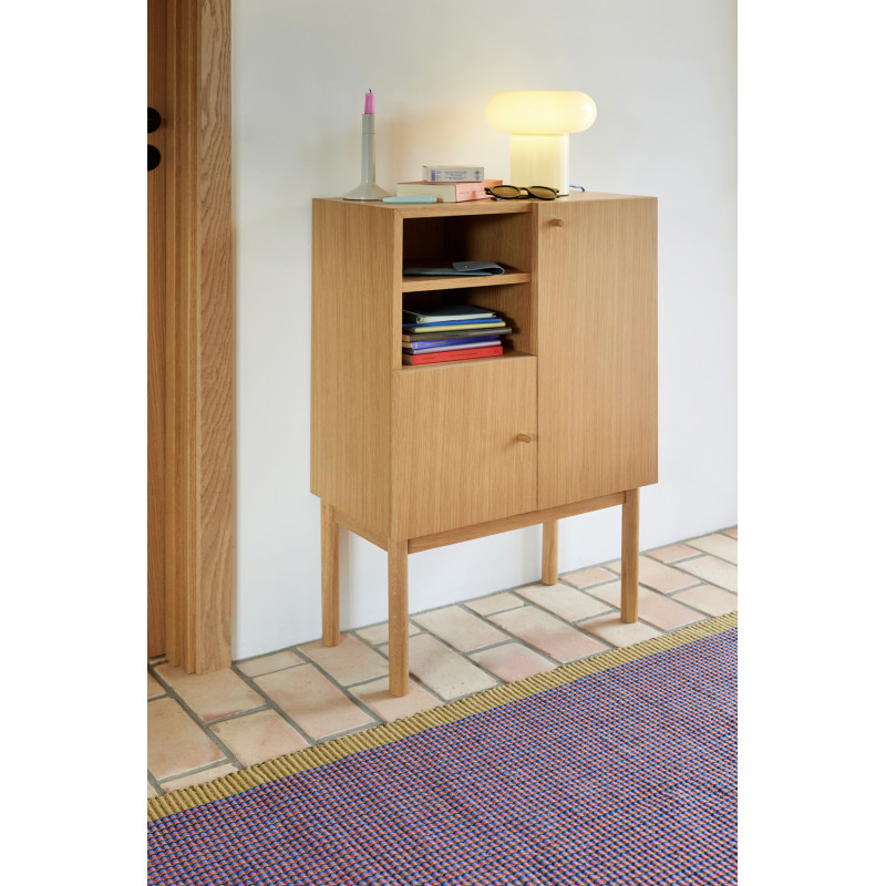 Petit Buffet moderne Bas 2 portes 2 étagères en Bois MDF Naturel Placage chêne Nobby Hübsch - 2