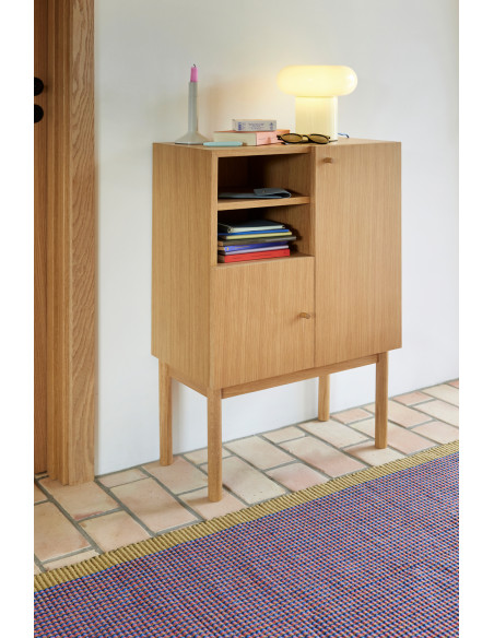 Petit Buffet moderne Bas 2 portes 2 étagères en Bois MDF Naturel Placage chêne Nobby Hübsch - 2