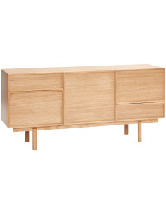 Buffet moderne Bas 2 portes 3 tiroirs en Bois MDF Naturel Effet chêne Cube - 1