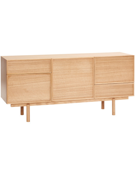 Buffet moderne Bas 2 portes 3 tiroirs en Bois MDF Naturel Effet chêne Cube - 1