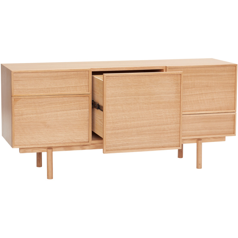 Buffet moderne Bas 2 portes 3 tiroirs en Bois MDF Naturel Effet chêne Cube - 5