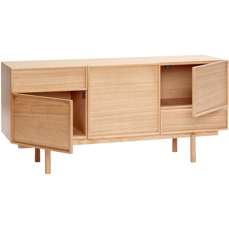 Buffet moderne Bas 2 portes 3 tiroirs en Bois MDF Naturel Effet chêne Cube - 4