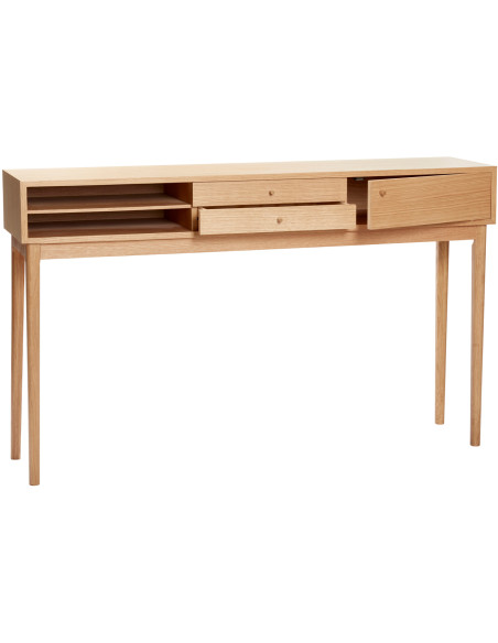 Grande Console moderne Rectangulaire 1 porte 2 tiroirs 2 niches en Bois MDF Naturel Effet chêne Collect Hübsch - 4