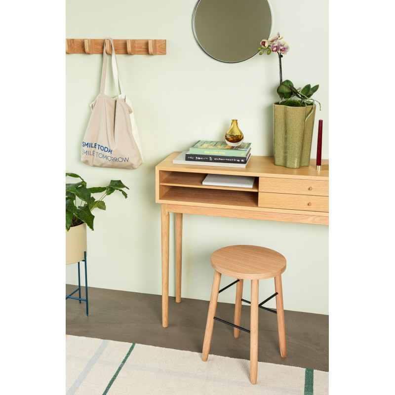 Grande Console moderne Rectangulaire 1 porte 2 tiroirs 2 niches en Bois MDF Naturel Effet chêne Collect Hübsch - 7