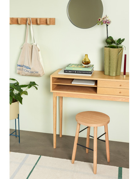 Grande Console moderne Rectangulaire 1 porte 2 tiroirs 2 niches en Bois MDF Naturel Effet chêne Collect Hübsch - 7