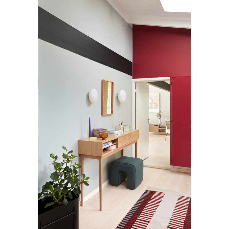 Grande Console moderne Rectangulaire 1 porte 2 tiroirs 2 niches en Bois MDF Naturel Effet chêne Collect Hübsch - 2
