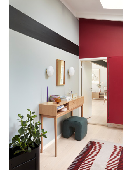 Grande Console moderne Rectangulaire 1 porte 2 tiroirs 2 niches en Bois MDF Naturel Effet chêne Collect Hübsch - 2