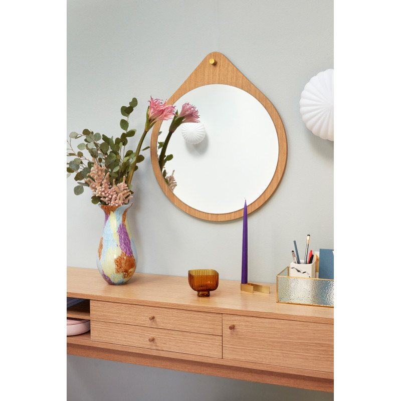 Grande Console moderne Rectangulaire 1 porte 2 tiroirs 2 niches en Bois MDF Naturel Effet chêne Collect Hübsch - 8