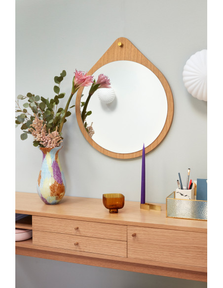 Grande Console moderne Rectangulaire 1 porte 2 tiroirs 2 niches en Bois MDF Naturel Effet chêne Collect Hübsch - 8