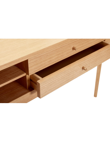 Grande Console moderne Rectangulaire 1 porte 2 tiroirs 2 niches en Bois MDF Naturel Effet chêne Collect Hübsch - 6