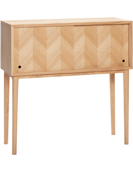 Console moderne Rectangulaire 2 portes coulissantes en Bois MDF Naturel Effet chêne Herringbone Hübsch - 1