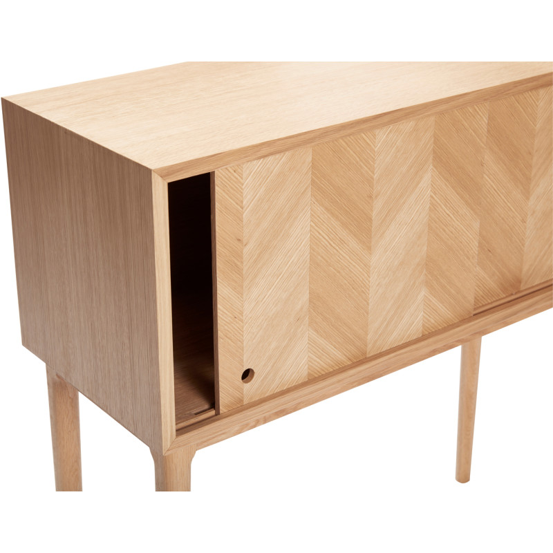 Console moderne Rectangulaire 2 portes coulissantes en Bois MDF Naturel Effet chêne Herringbone Hübsch - 3