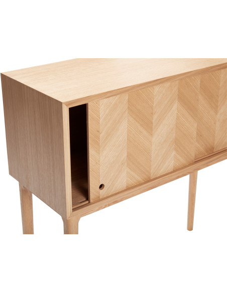 Console moderne Rectangulaire 2 portes coulissantes en Bois MDF Naturel Effet chêne Herringbone Hübsch - 3