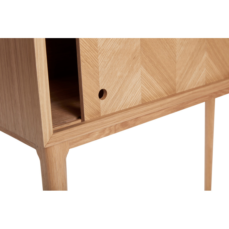 Console moderne Rectangulaire 2 portes coulissantes en Bois MDF Naturel Effet chêne Herringbone Hübsch - 4